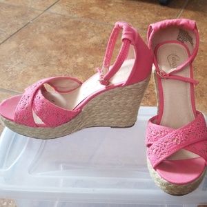 Candies Pink Wedge Sandals